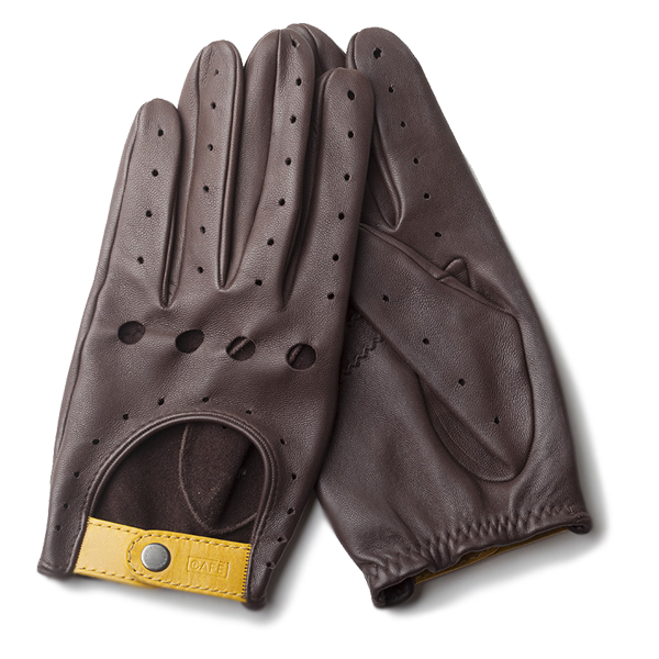 Cafe Leather Driving Gloves Triton Black Coffee