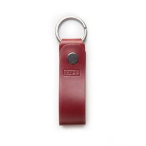 cafe leather key chain red